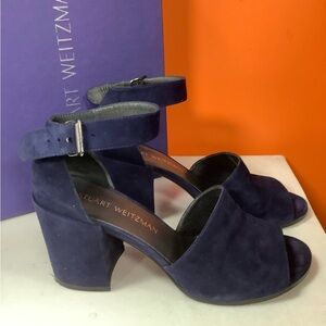 S. Weitzman Blue Suede Sandals